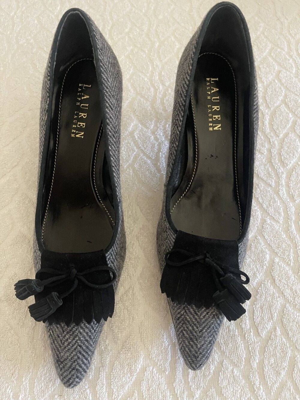LAUREN RALPH LAUREN Sz 6 B  Stilla Kitten Heel Pump Women's Shoes Grey-Black